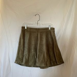Green Corduroy Forever 21 Skater Skirt